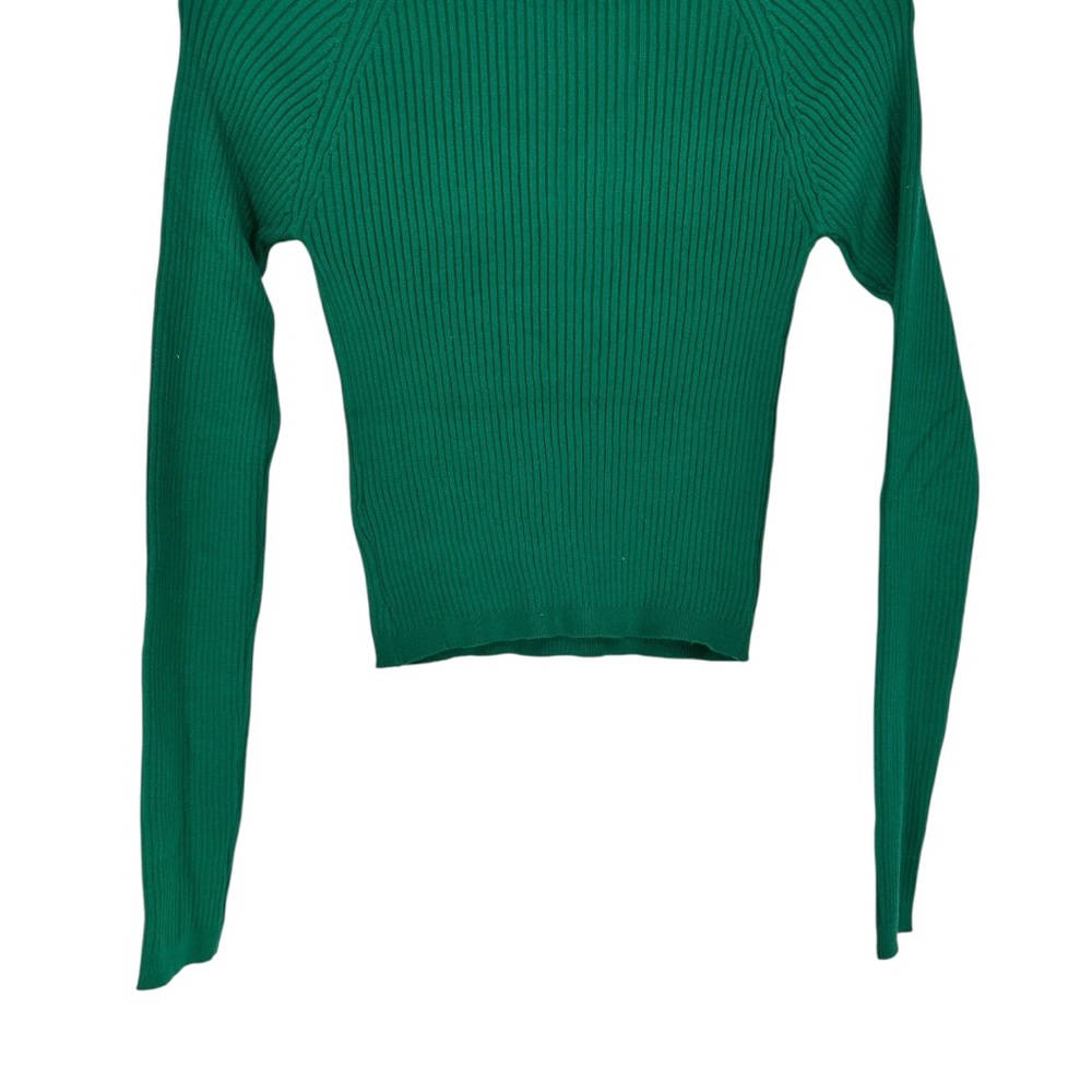 Love Tree Green Ribbed Turtleneck Sweater size Large Long Sleeves Stretch - Picture 9 of 14